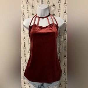 Venus Velvet Strappy Top in Rich Burgundy